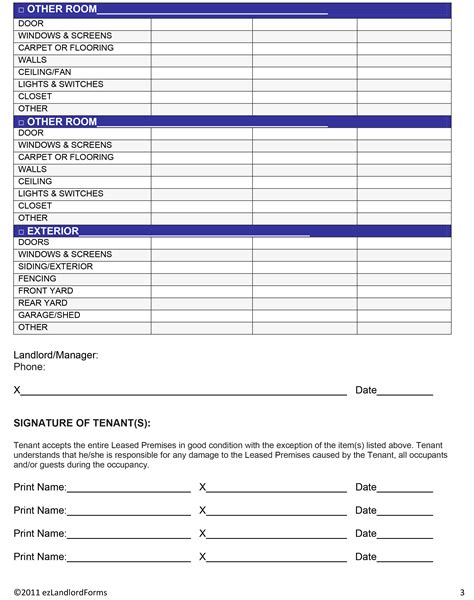 Move In Move Out Walk Through Checklist EzLandlordForms Checklist