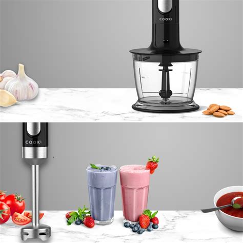 Комплект безжичен вертикален блендер COOK-IT 4 в 1 Съдържа 6 аксесоара ...