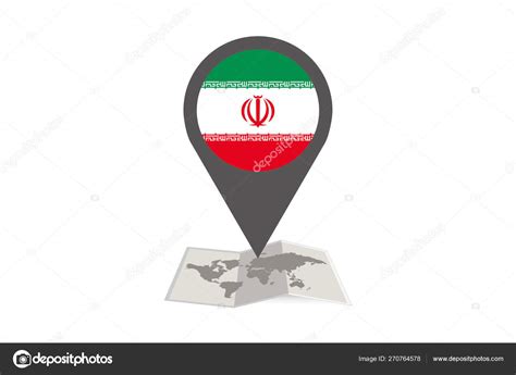 Bebilderte Landkarte Und Zeiger Mit Der Iranischen Landesflagge Stock