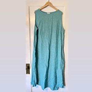 J Jill Dresses Nwot J Jill Pure Jill Blue Linen Asymmetrical Hem