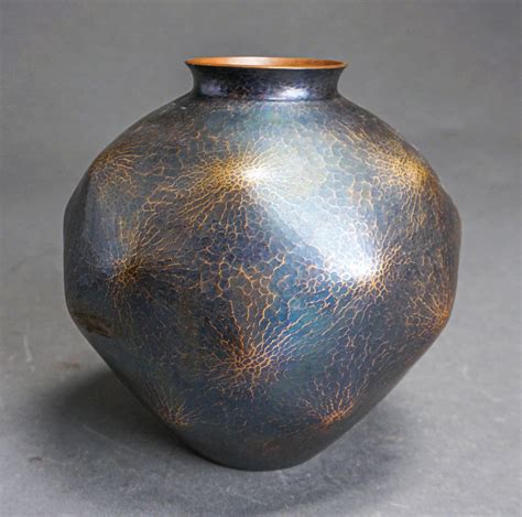 Lot Modern Patinated Copper Vase Korean H 9 In 2286 Cm