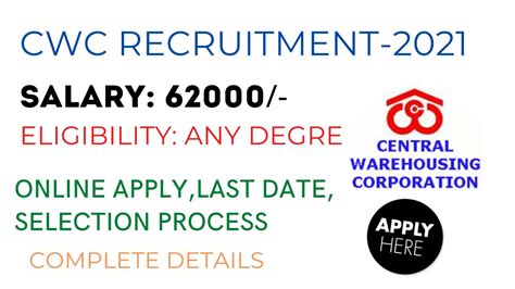 CWC RECRUITMENT 2021 CENTRAL WAREHOUSING CORPORATION RECRUITMENT 2021