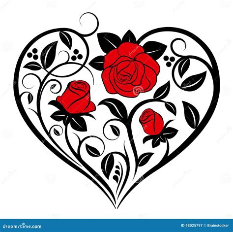 Floral Heart Stock Vector - Image: 48025797