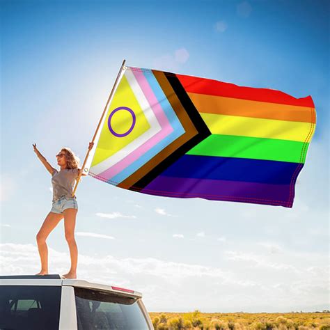 Progress Pride Flag LGBTQ Rainbow Flag The Gay Flag X Cm With Thick Brass Eyelets And