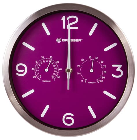 Часы настенные Bresser MyTime ND DCF Thermo/Hygro, 25 см, фиолетовые ...
