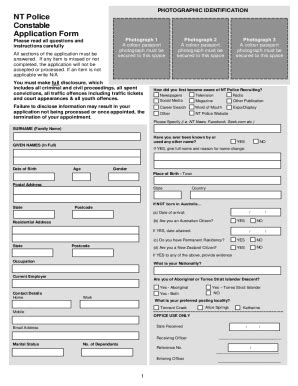 Fillable Online Pfes Nt Gov PHOTOGRAPHIC IDENTIFICATION Fax Email Print