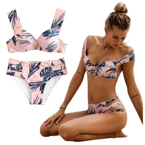 Strój kąpielowy BIKINI dwuczęściowy kwiaty RÓŻ XL ERLI pl