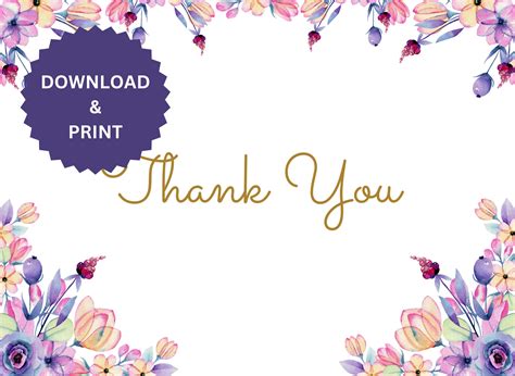 Whimsical Thank You Printable Card / Instant Download PDF JPG / Card