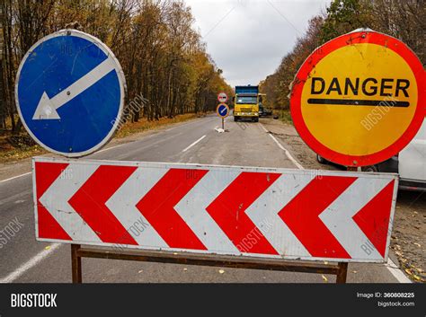 Danger Road Sign On Image And Photo Free Trial Bigstock