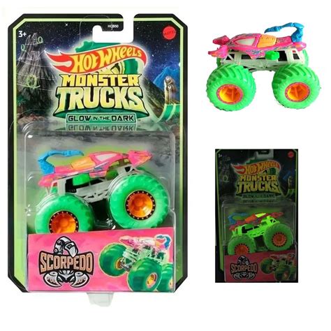 Hot Wheels Monster Trucks Glow Carro Scorpedo Brilha Escuro Shopee Brasil