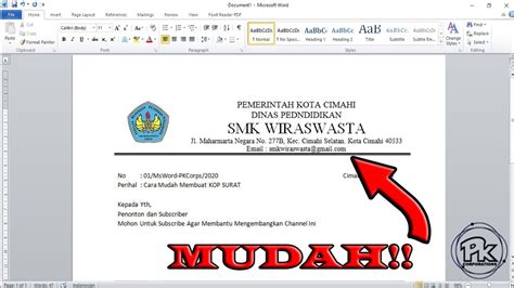 Tips Cara Membuat Kop Surat Paling Mudah Pada Word 2010 Youtube