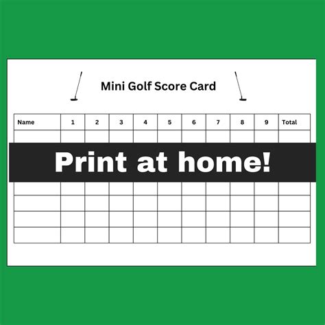 Mini Golf Score Card 85 X 11 Instant Download Printable Etsy