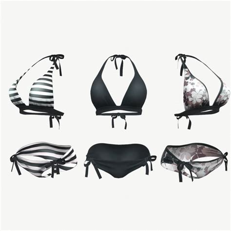 3D Black Bikini Swimsuit 3 Colors Model TurboSquid 1737807