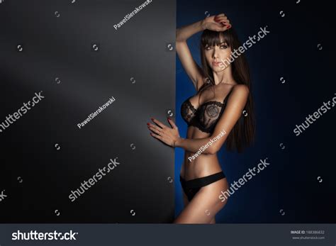 Sensual Brunette Woman Posing Black Sensual Stock Photo Shutterstock
