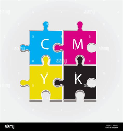 The Color Scheme Cmyk Depicted In Four Puzzles Quality Vector Stock