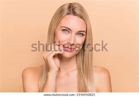 Portrait Attractive Cheery Nude Woman Touching Stock Photo Shutterstock