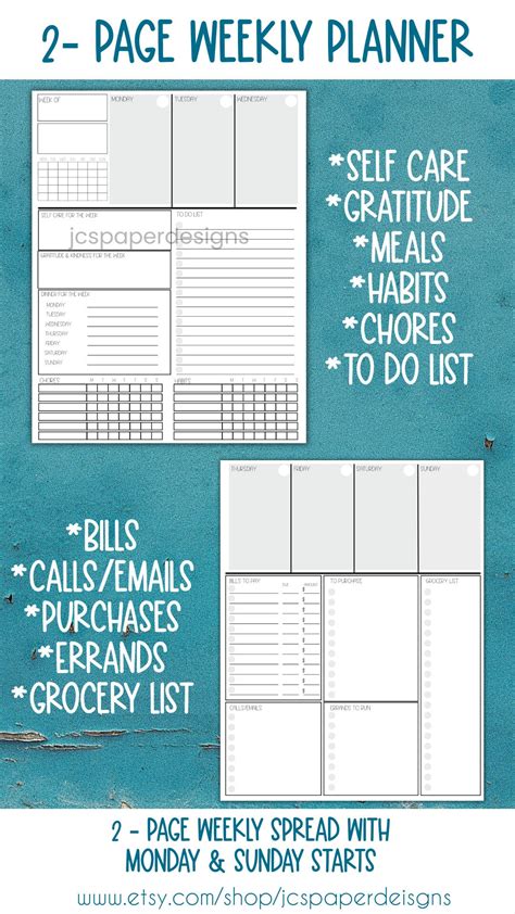 Weekly Planner Printable 2023, Weekly Template Planner - Etsy