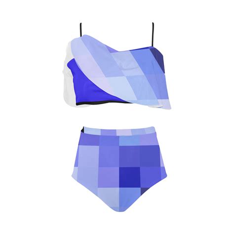 Pixie Blue High Waisted Ruffle Bikini Set Model S13 ID D6196989