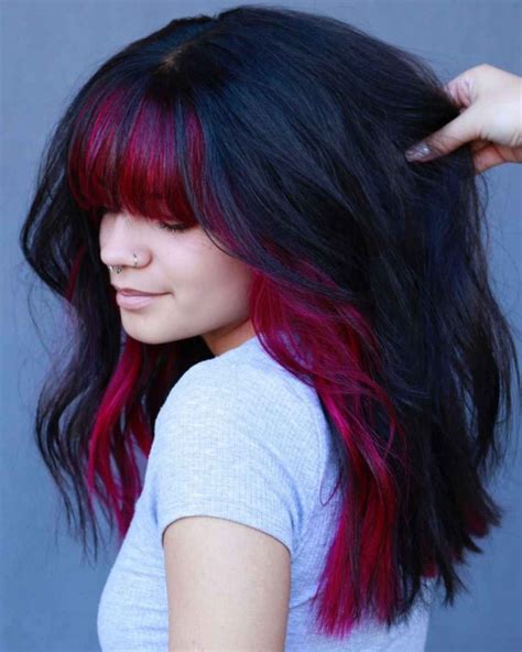 Dark Red Hair With Blonde Peekaboos