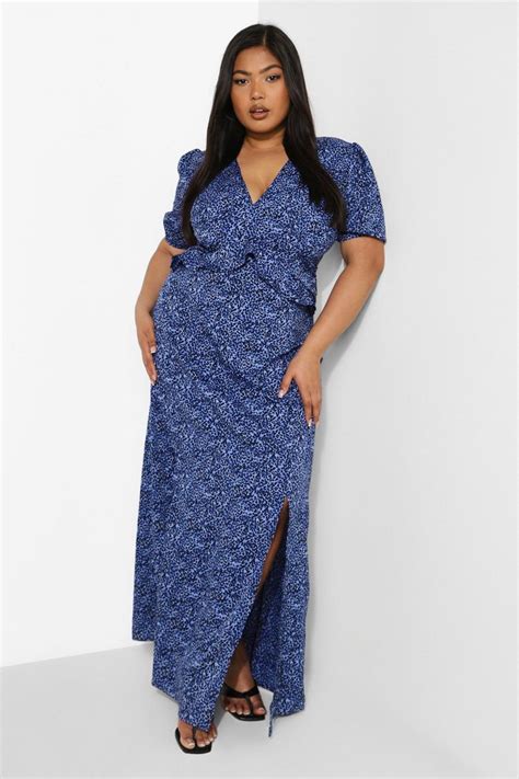 Plus Printed Ruffle Maxi Dress Boohoo
