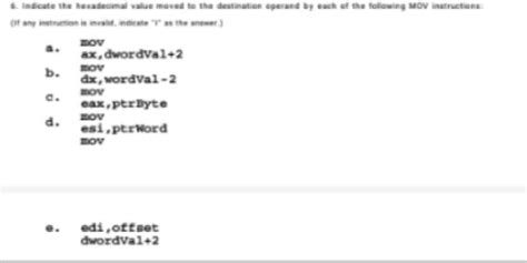 Use The Following Data Declerations For Questions Chegg