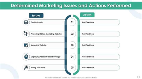 Determined Marketing Issues And Actions Performed Presentation
