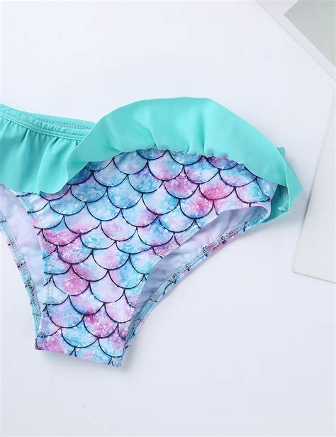 Sommar Barn Badkläder Långärmad Fiskskala Tryck Tvådelad Baddräkt Flickor Bikini I År