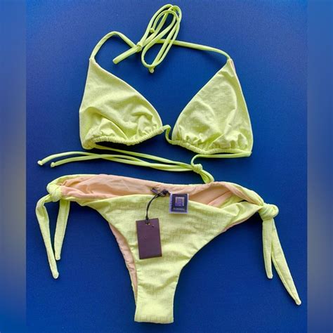 Fendi Swim Authentic Nwt Fendi Ff Monogram Bikini Set Lime Color