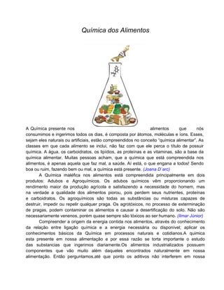 A Química dos alimentos | PDF