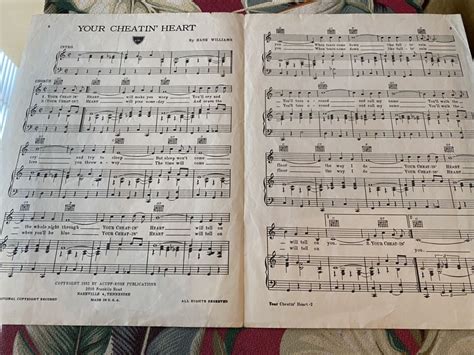 Yahooオークション Hank Williams Sheet Music Your Cheatin Heart