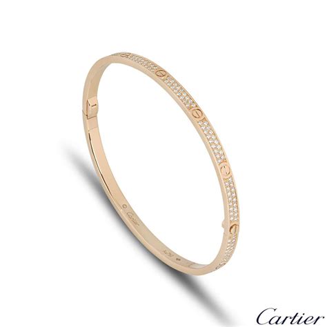 Cartier Rose Gold Pave Diamond SM Love Bracelet Size 19 N6710719 Rich