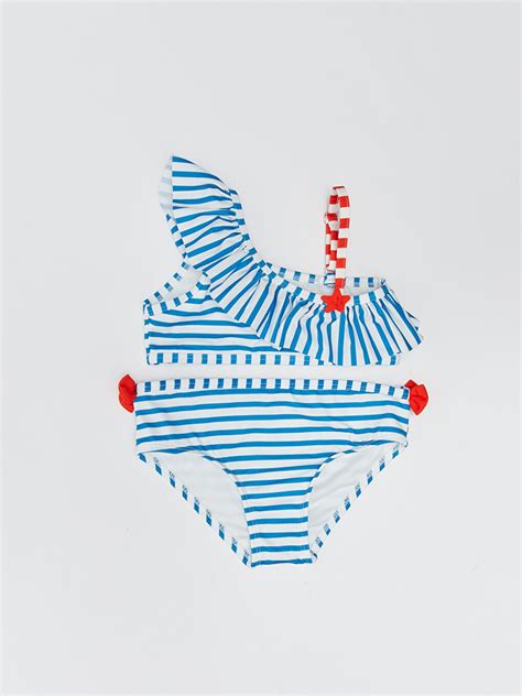 MAVİ Esnek Kumaştan Kız Bebek Bikini Takımı S3CU71Z1 LEN LCW