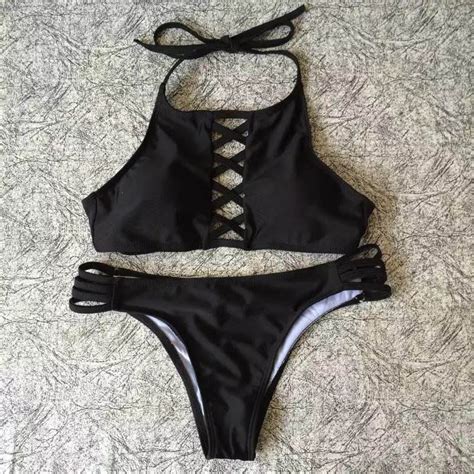 Halter Sexy Bikini Fashion Gilrs Summer Beach Swimwear Black Pink Green Maroon Two