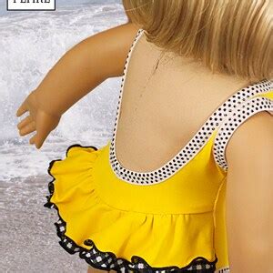 L P Retro Ruffled Swimsuit And High Waisted Bikini Pattern For Inch American Girl