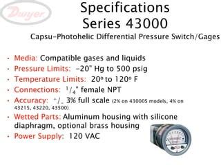 Differential Pressure Switch Gages Ppt