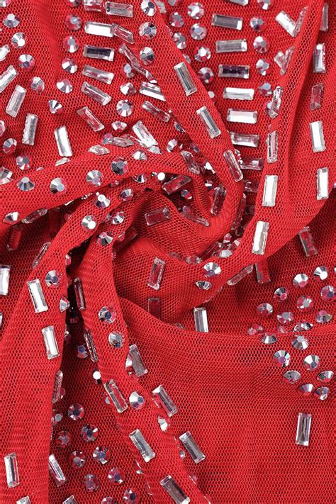 Wholesale Red Elegant Solid Patchwork Mesh Hot Drill Half A Turtleneck Skinny Jumpsuits K