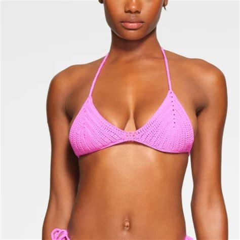 SKIMS Swim Skims Crochet Swim Triangle Bikini Top Taffy Poshmark