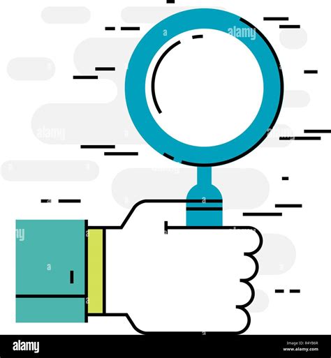 Flat Design Thin Line Hand With Magnifying Glass Stock Vector Image And Art Alamy