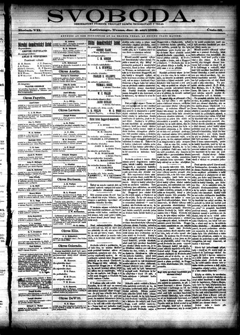 Svoboda. (La Grange, Tex.), Vol. 7, No. 33, Ed. 1 Friday, September 2