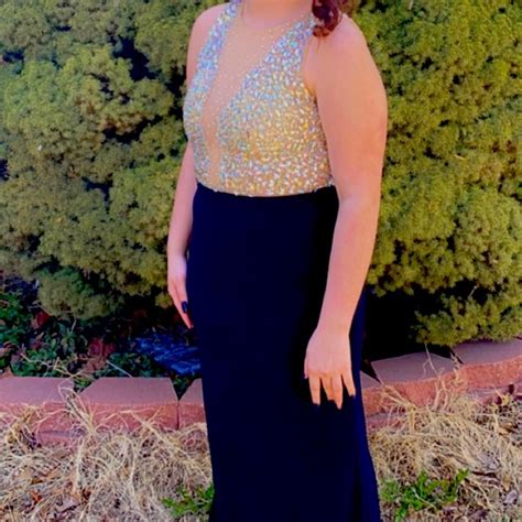 Dresses Size 12 Nude With Crystal Bodice And Form Fitting Black Skirt Poshmark