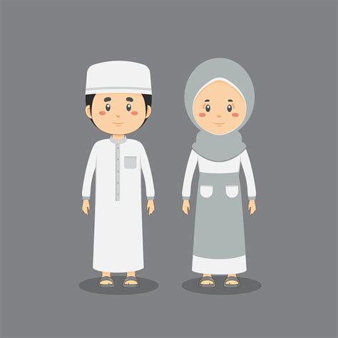 Couple Character Wearing Muslim Dress 1100254 Vector Art At Vecteezy