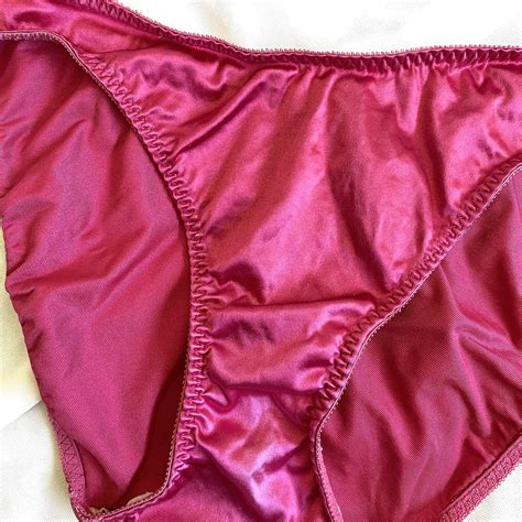 Vintage Shiny PANTIES Bikini Brief Liquid SATIN Second Skin Hot Pink L Hi Cut EBay