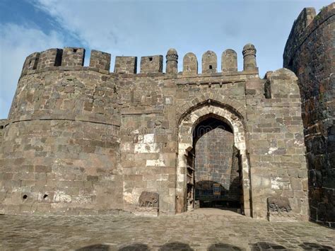 Devgiri Fort Monkey Sitting On Fort Wall Stock Image Image Of Gallery