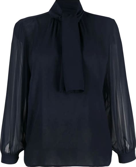 Saint Laurent Pre Owned S Pussy Bow Sheer Silk Blouse Shopstyle Tops