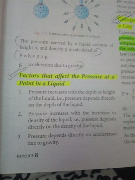 Plz Explain Factor S That Affect The Pressure At A Point In A Liquid