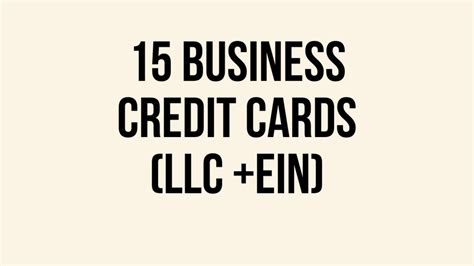 15 Business Credit Cards Ein Llc