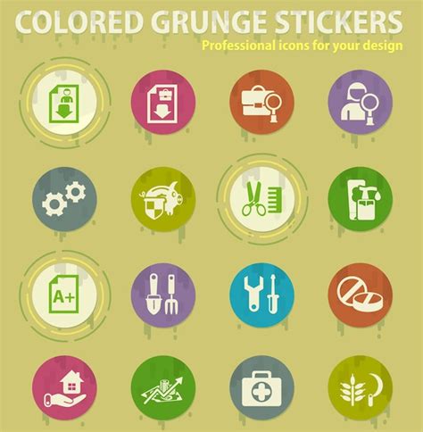 Premium Vector Work Searches Colored Grunge Icons