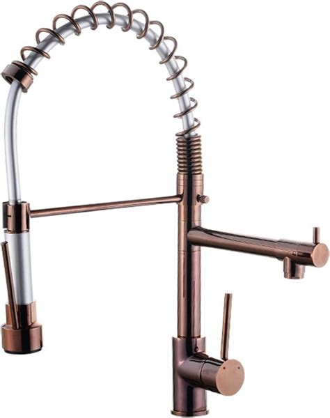 Brass Kitchen Faucet With Pull Down Sprayer Rotation Pull Out Hot And Cold Dual Control