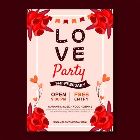 Free Vector Valentines Day Celebration Invitation Template