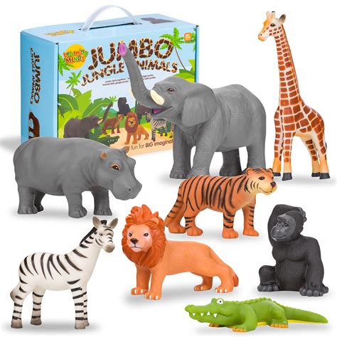Buy Learning Minds Set of 8 Jumbo Jungle Animal Figures - Zoo Animals